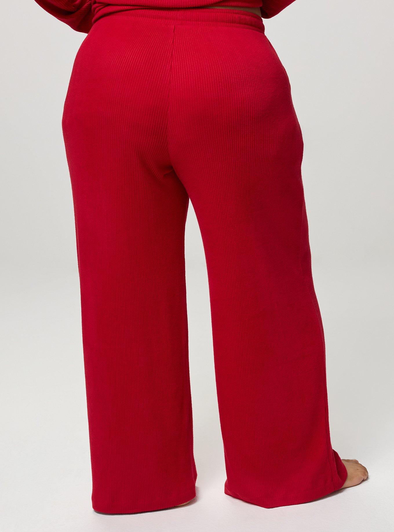 Rib Hacci Wide-Leg Lounge Pant, JESTER RED, alternate