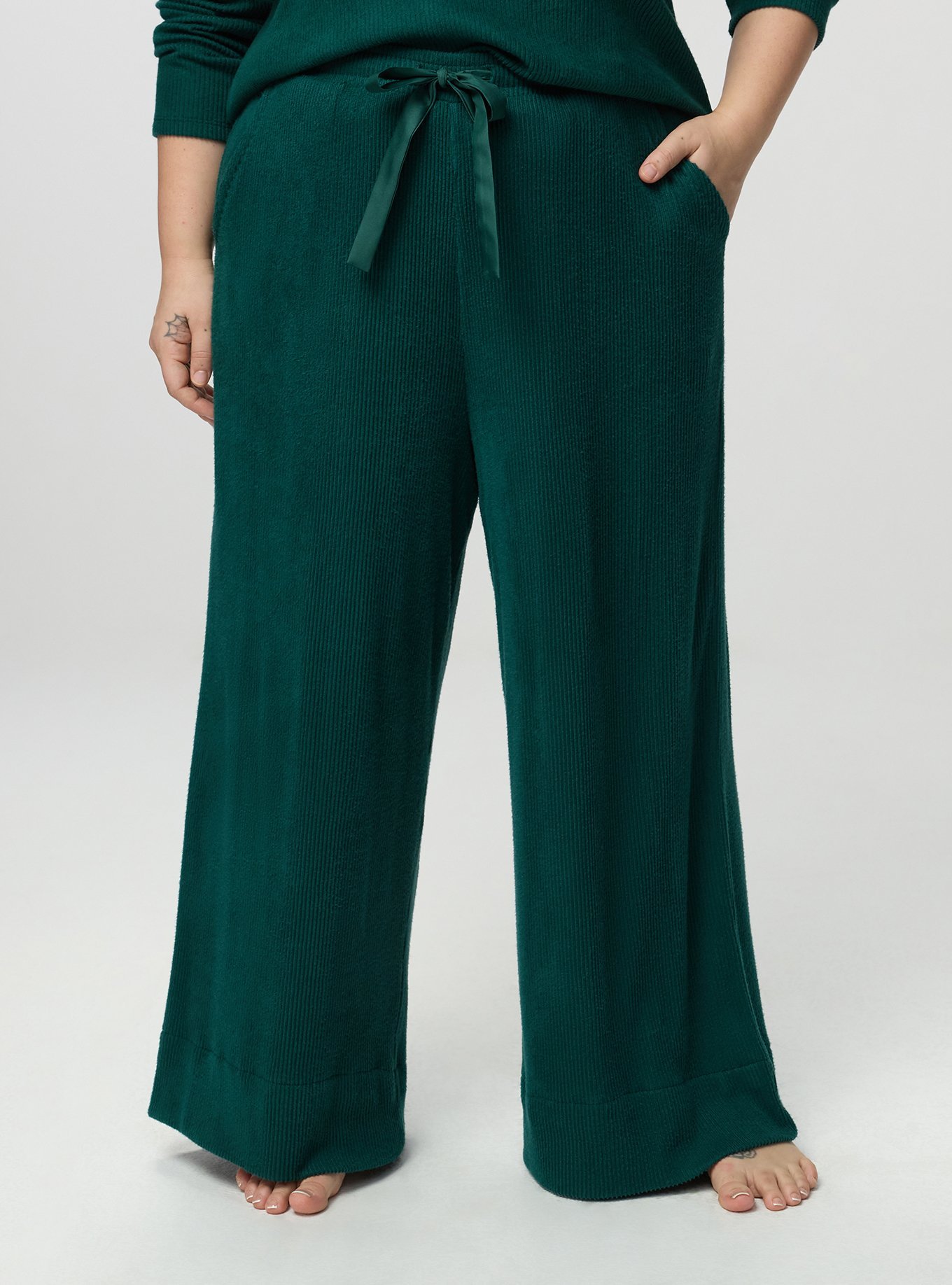 Rib Hacci Wide-Leg Lounge Pant, BOTANICAL GARDEN, alternate