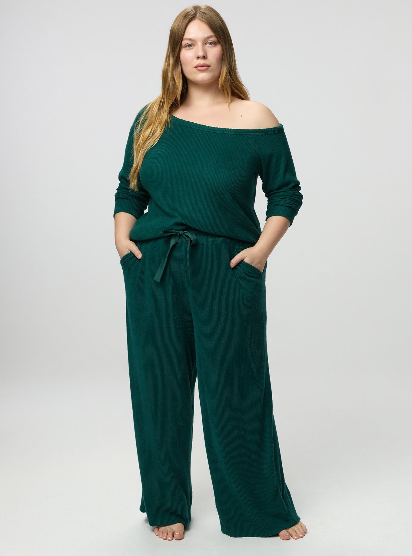 Rib Hacci Wide-Leg Lounge Pant, BOTANICAL GARDEN, alternate