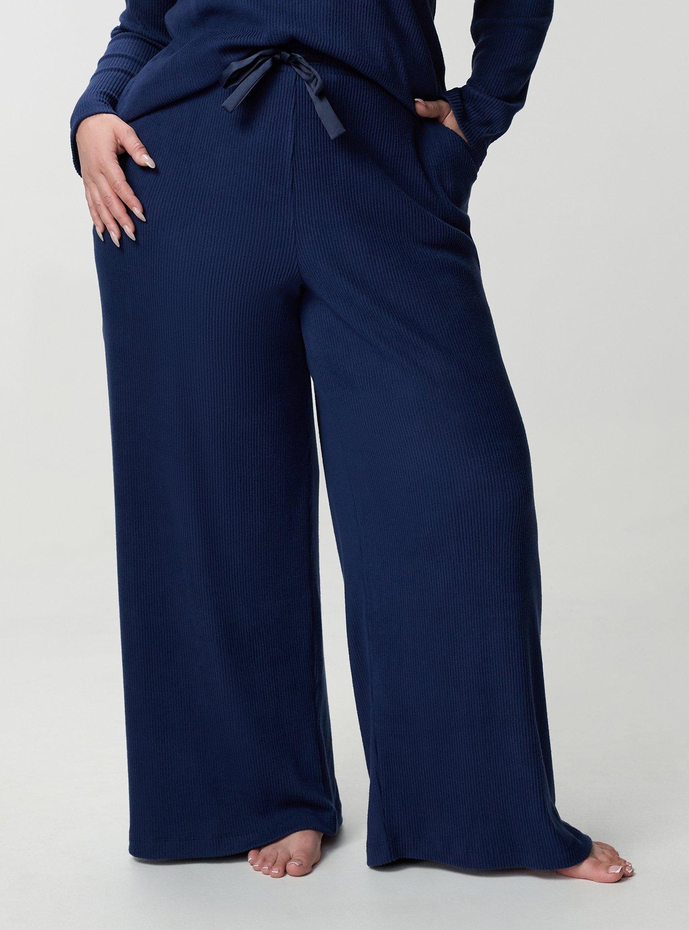 Rib Hacci Wide-Leg Lounge Pant, MEDIEVAL BLUE, alternate