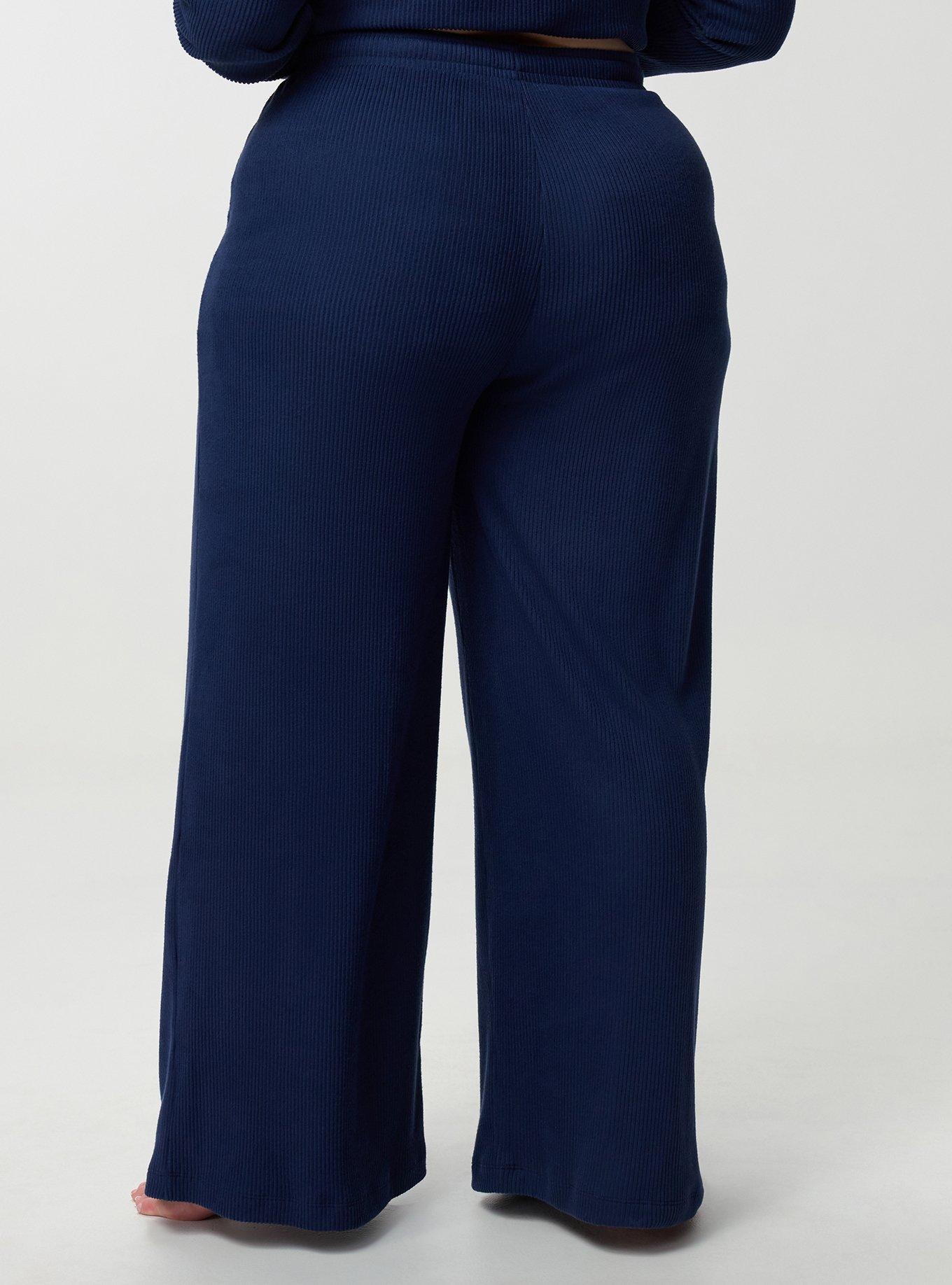 Rib Hacci Wide-Leg Lounge Pant, MEDIEVAL BLUE, alternate