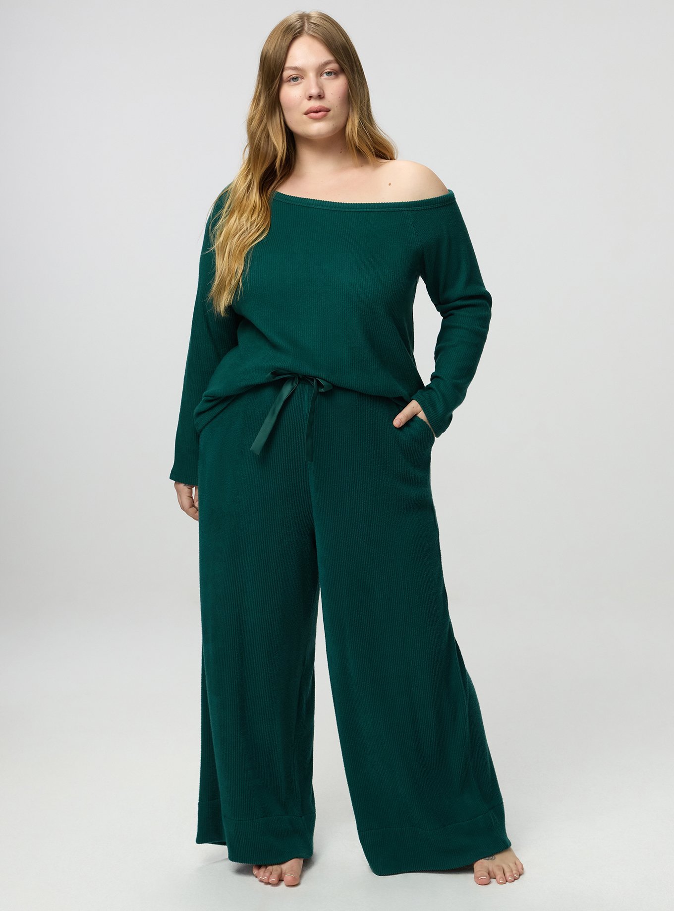 Rib Hacci Off-The-Shoulder Lounge Top, BOTANICAL GARDEN, alternate