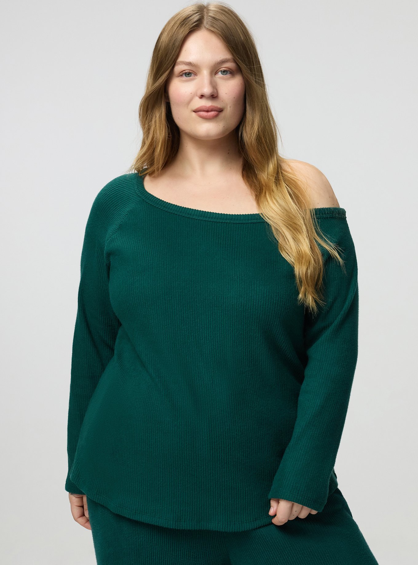 Rib Hacci Off-The-Shoulder Lounge Top, BOTANICAL GARDEN, hi-res