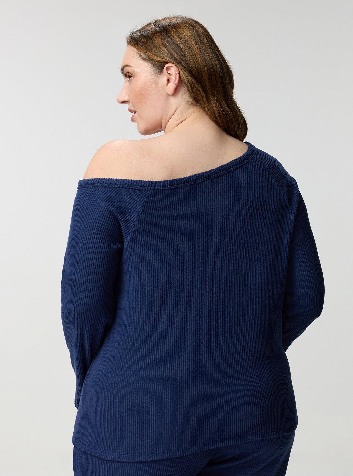 Rib Hacci Off-The-Shoulder Lounge Top, MEDIEVAL BLUE, alternate