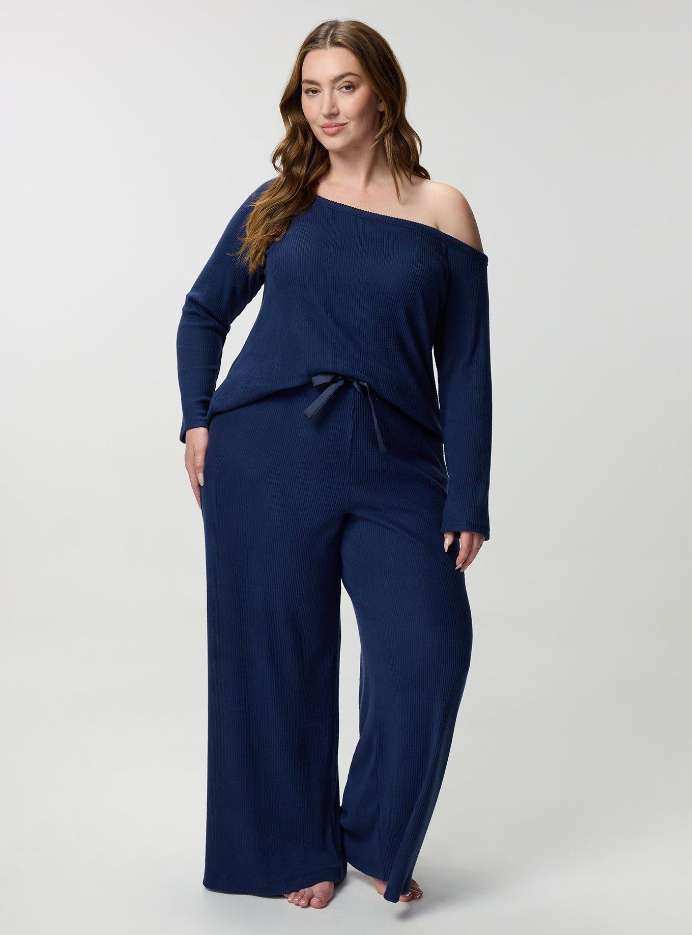 Rib Hacci Off-The-Shoulder Lounge Top, MEDIEVAL BLUE, alternate