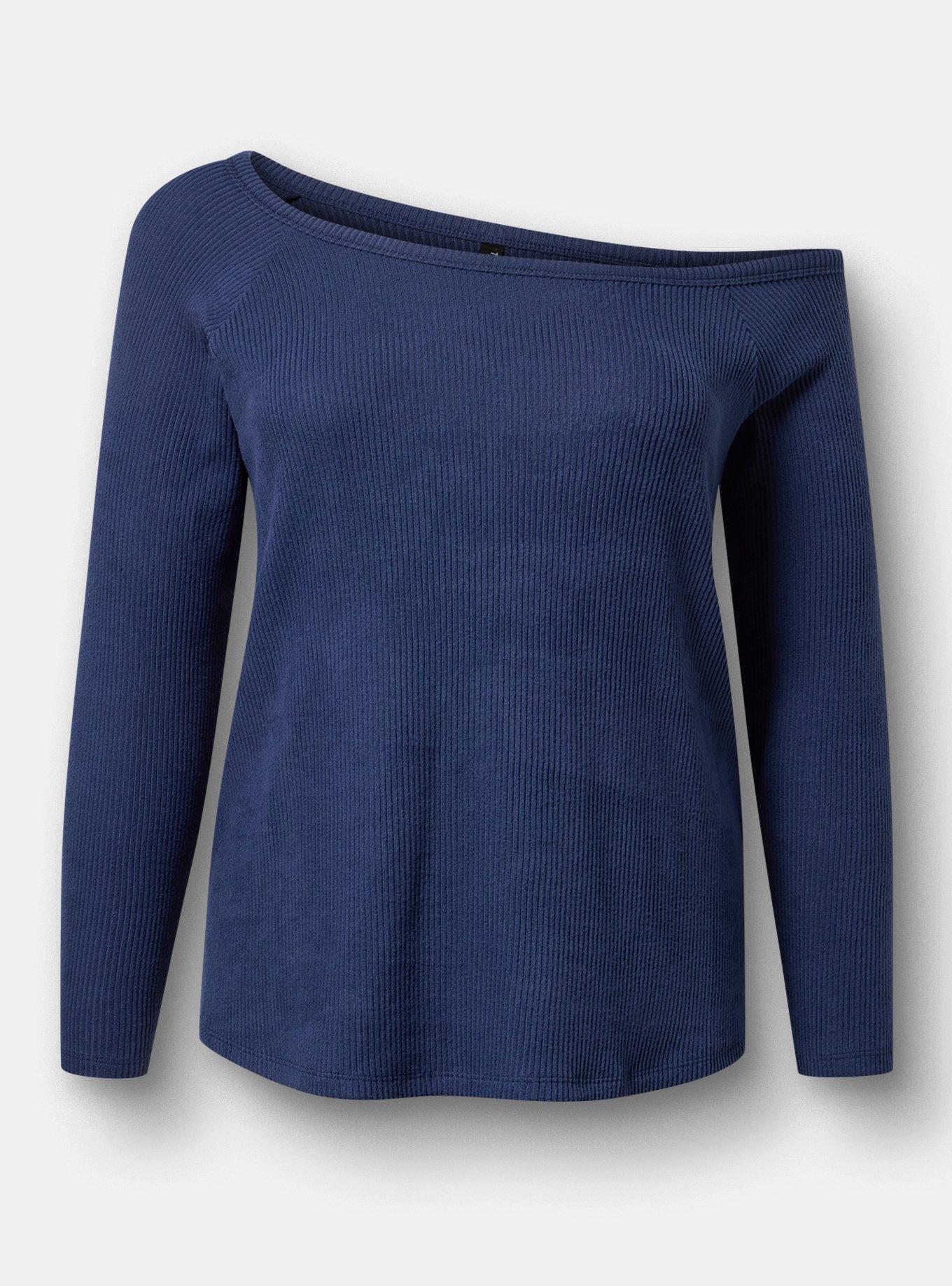 Rib Hacci Off-The-Shoulder Lounge Top, MEDIEVAL BLUE, hi-res