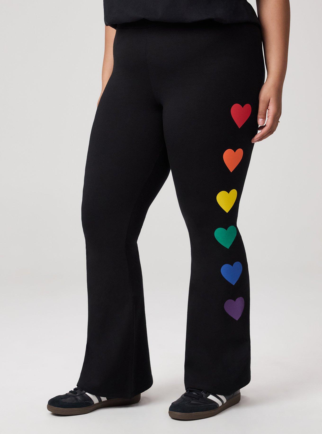 Full Length Heart Flare Legging, HEART PRIDE DEEP BLACK, alternate