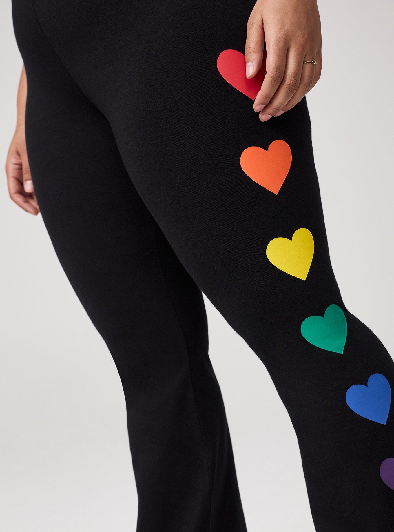 Full Length Heart Flare Legging, HEART PRIDE DEEP BLACK, alternate