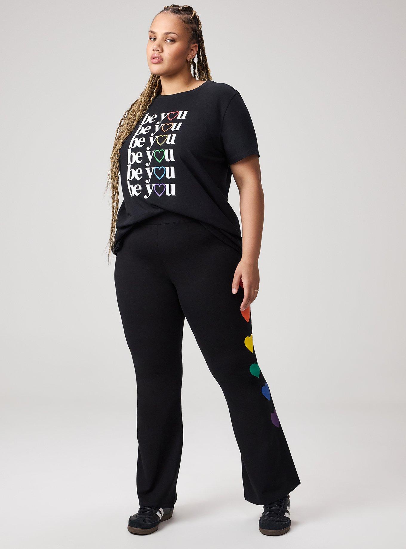 Full Length Heart Flare Legging, HEART PRIDE DEEP BLACK, alternate