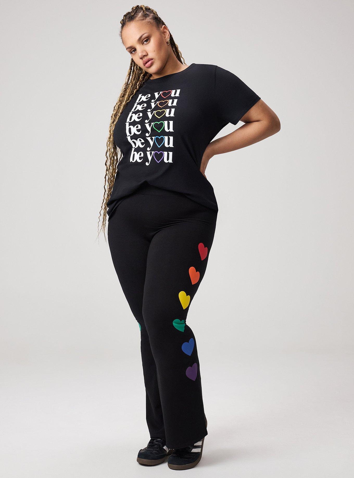 Full Length Heart Flare Legging, HEART PRIDE DEEP BLACK, hi-res