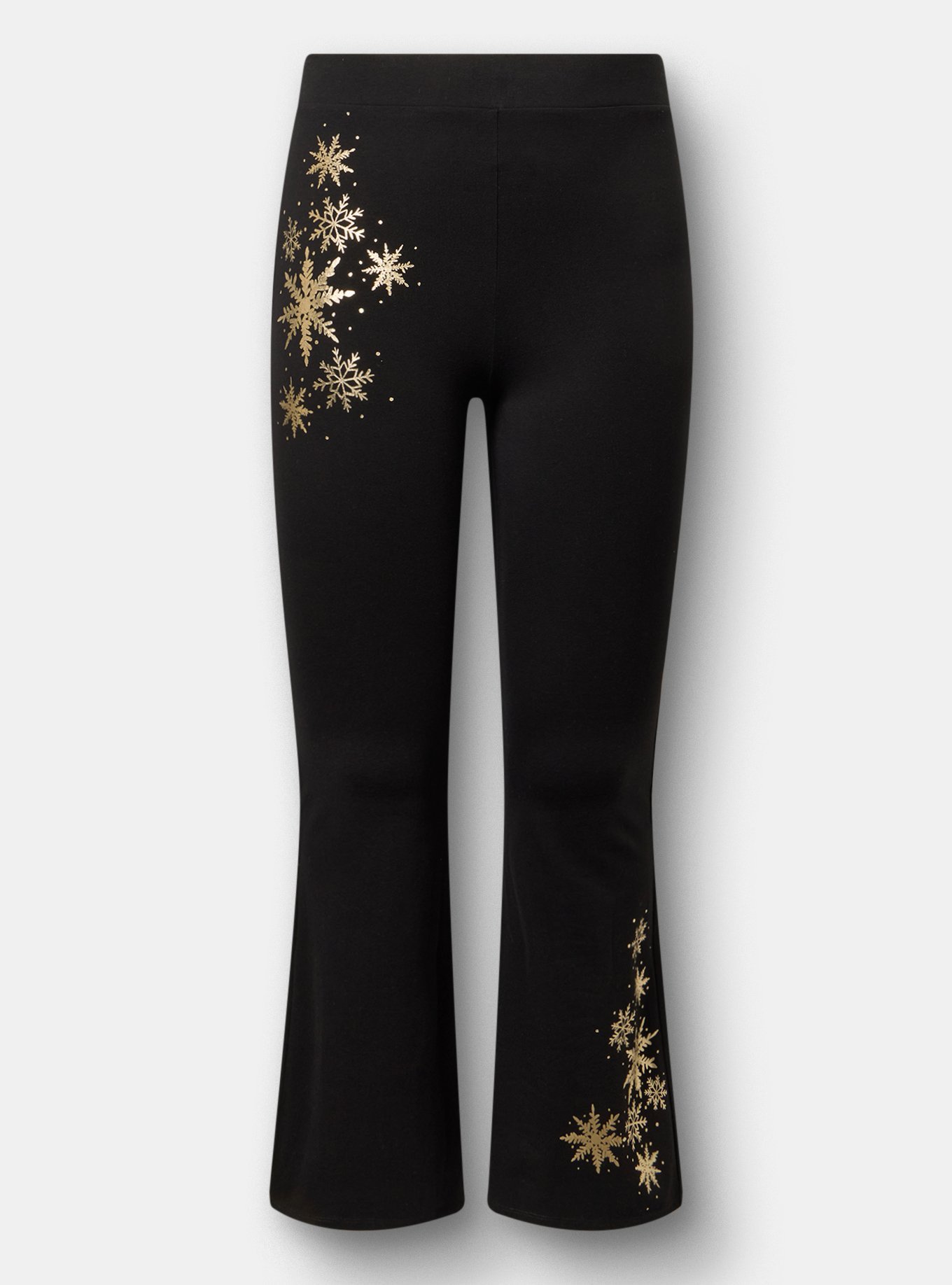 Full Length Flare Printed Legging, SNOWFLAKE FOIL LEGGING, flat
