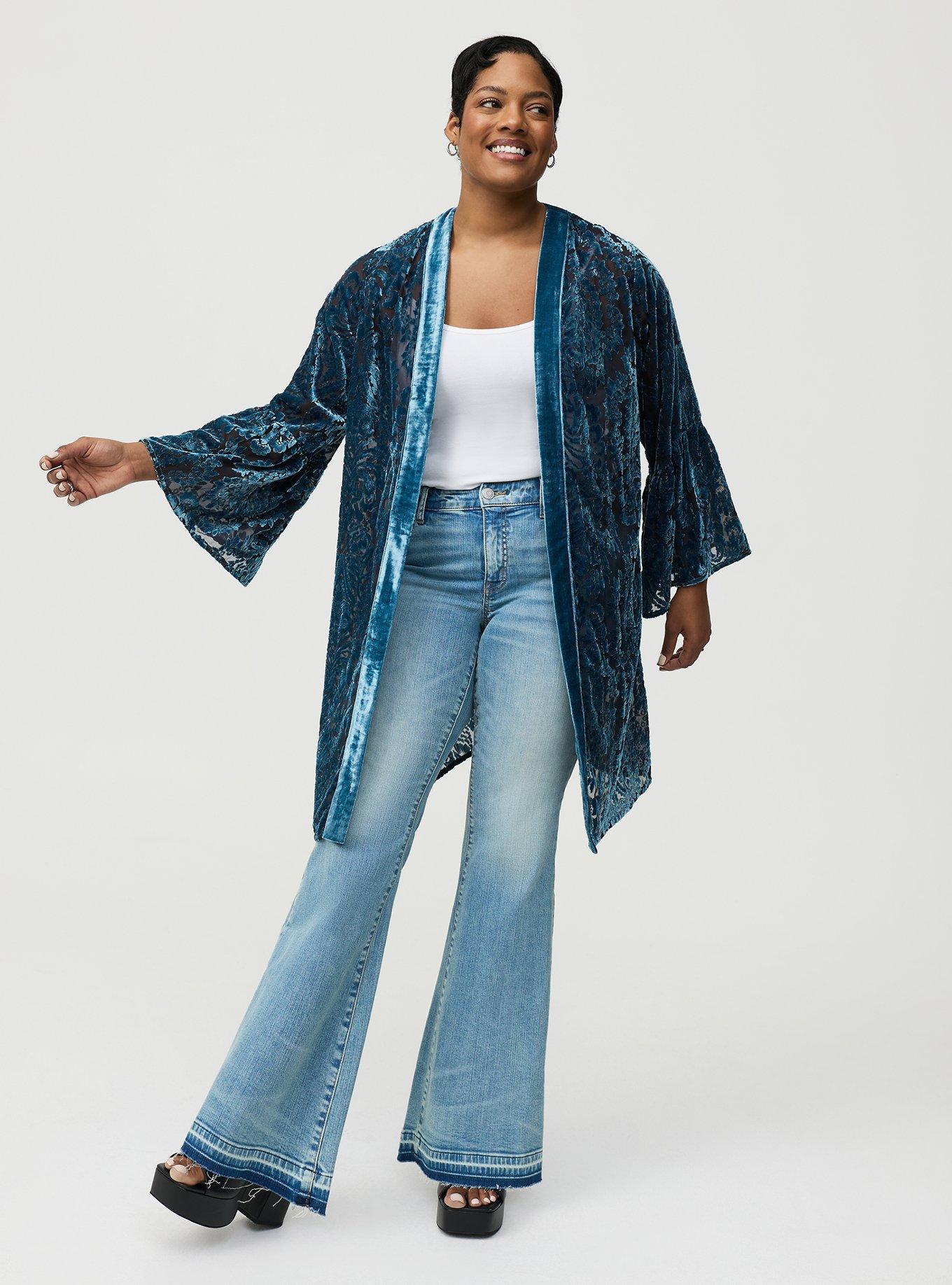 Plus Size - Burnout Velvet Kimono - Torrid