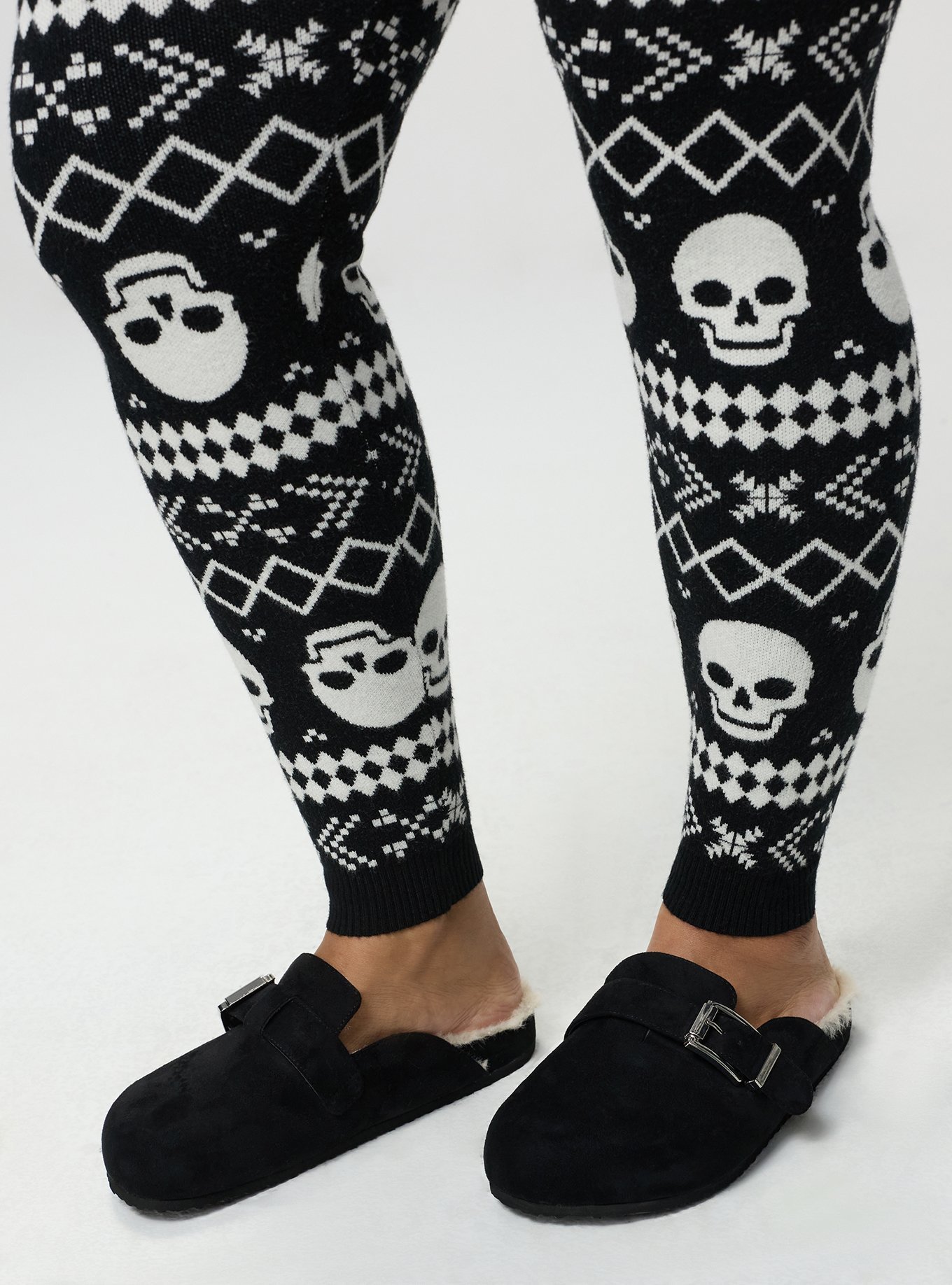 Full-Length Sweater Legging, CEMETARY FAIRISLE BW, alternate