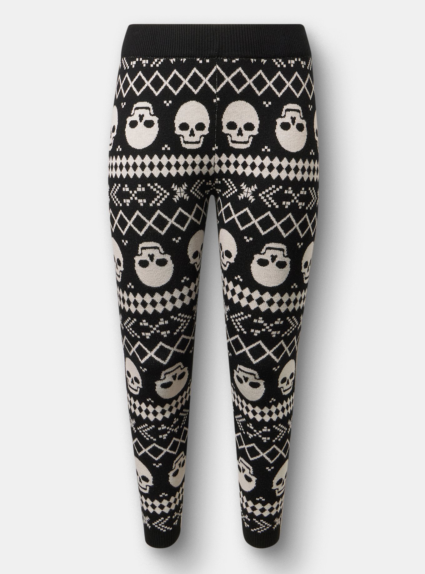 Full-Length Sweater Legging, CEMETARY FAIRISLE BW, flat