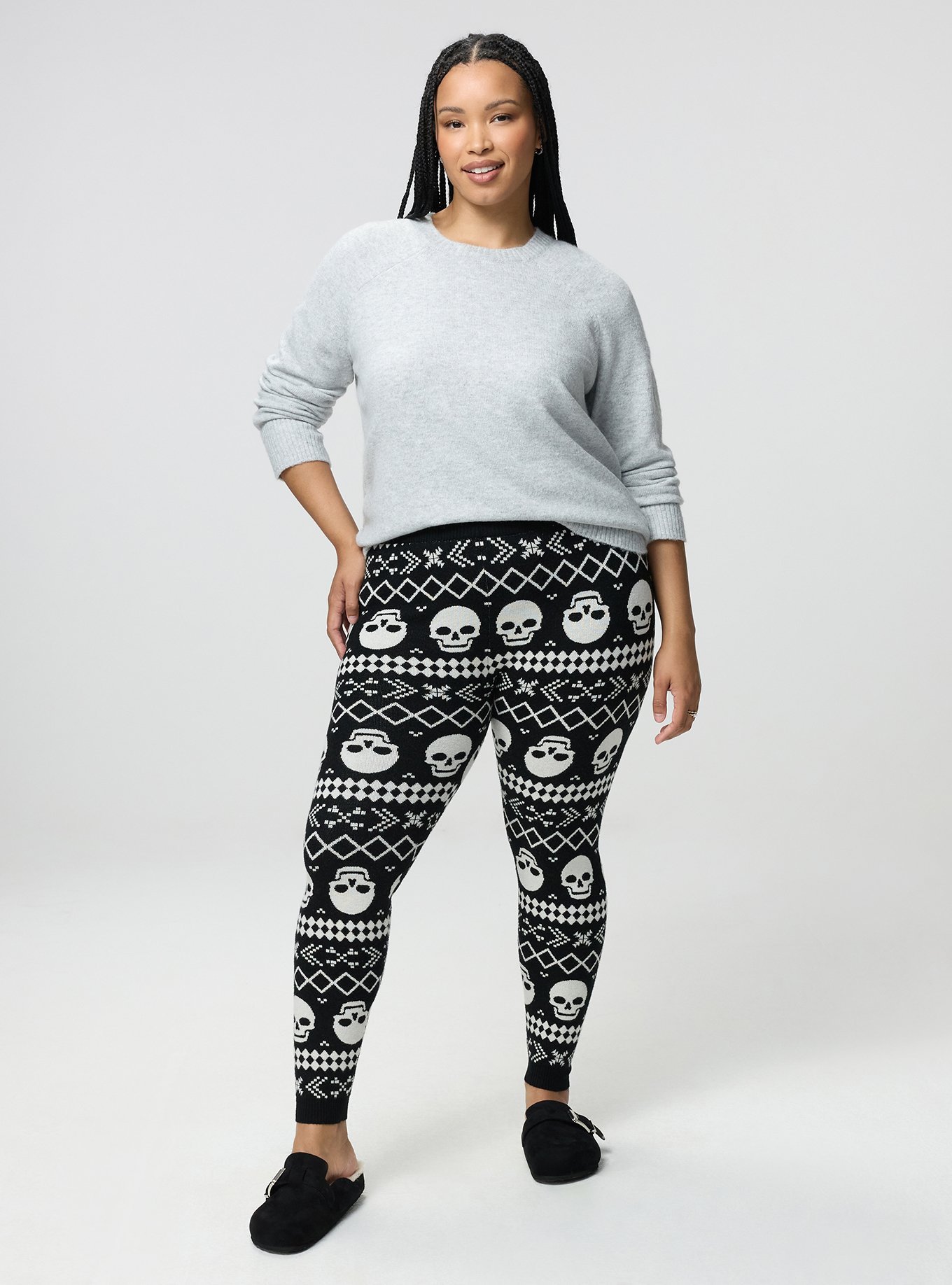 Full-Length Sweater Legging, CEMETARY FAIRISLE BW, hi-res
