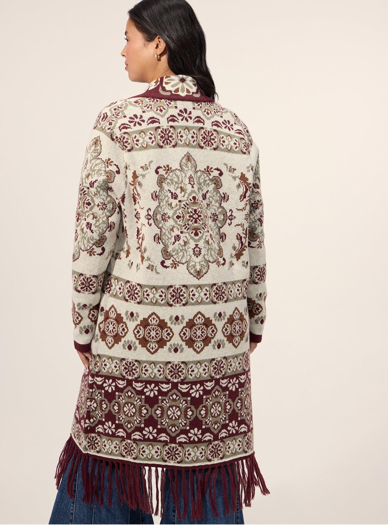 Plus Size Festi Fringe Cardigan, SHANDI MEDALLION ARTWORK 1 NEW, alternate