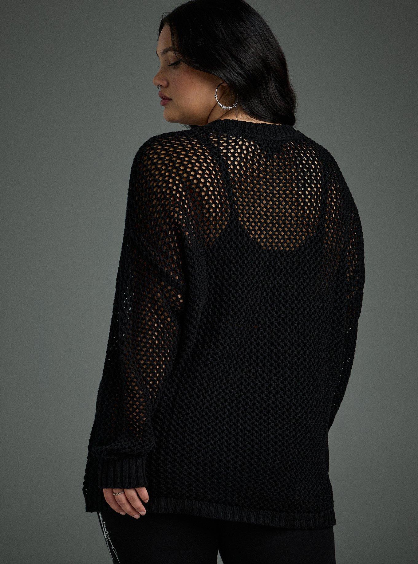 Nightfall Open Knit Tunic Sweater, FIVE POINT STAR BLACK, alternate