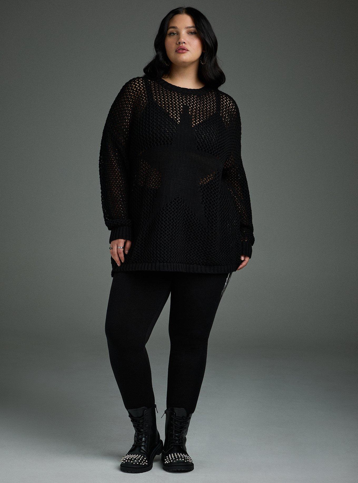 Nightfall Open Knit Tunic Sweater, FIVE POINT STAR BLACK, alternate