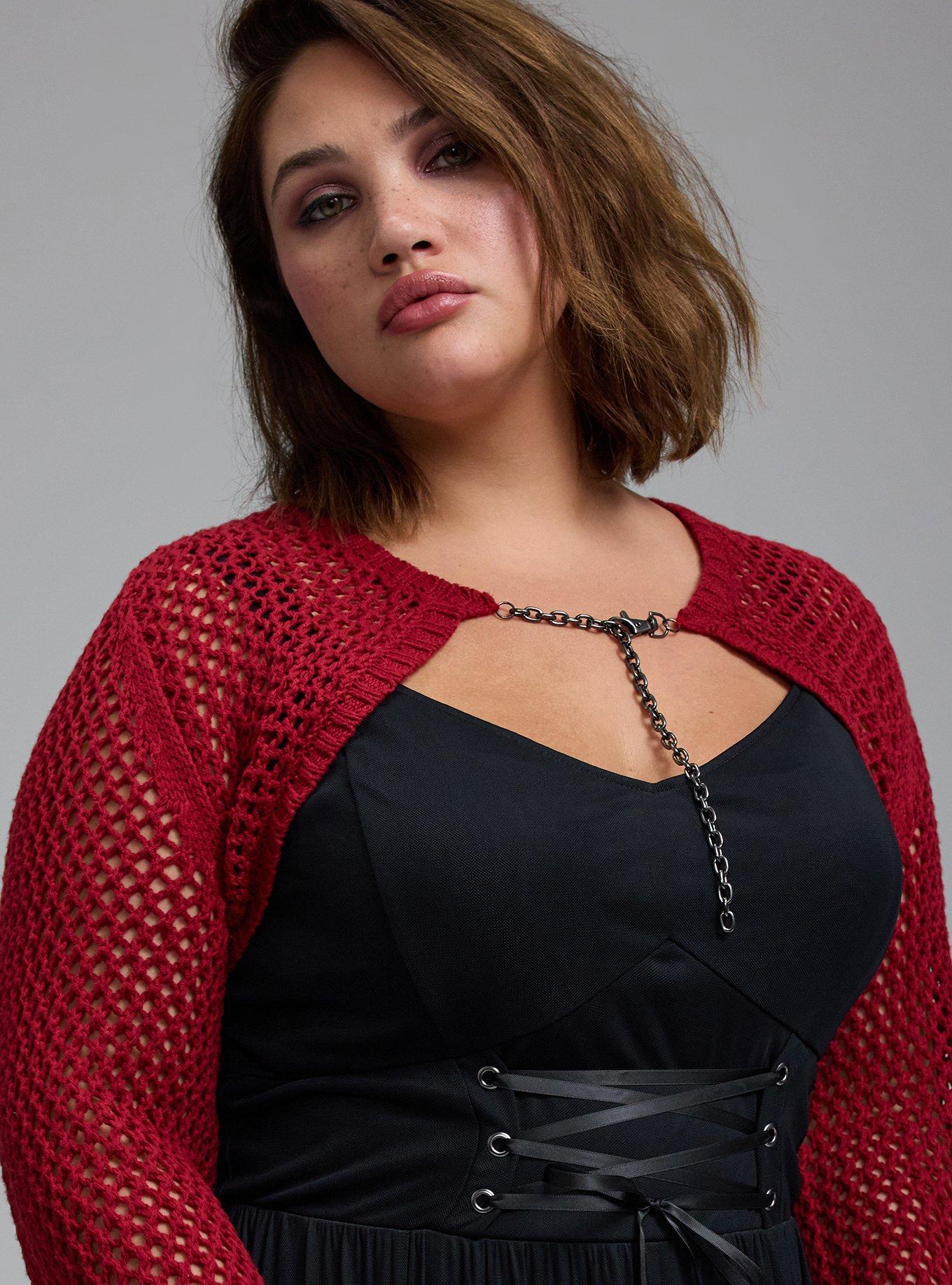 Nightfall Chain Detail Crop Cardigan, Sun Dried Tomato, alternate