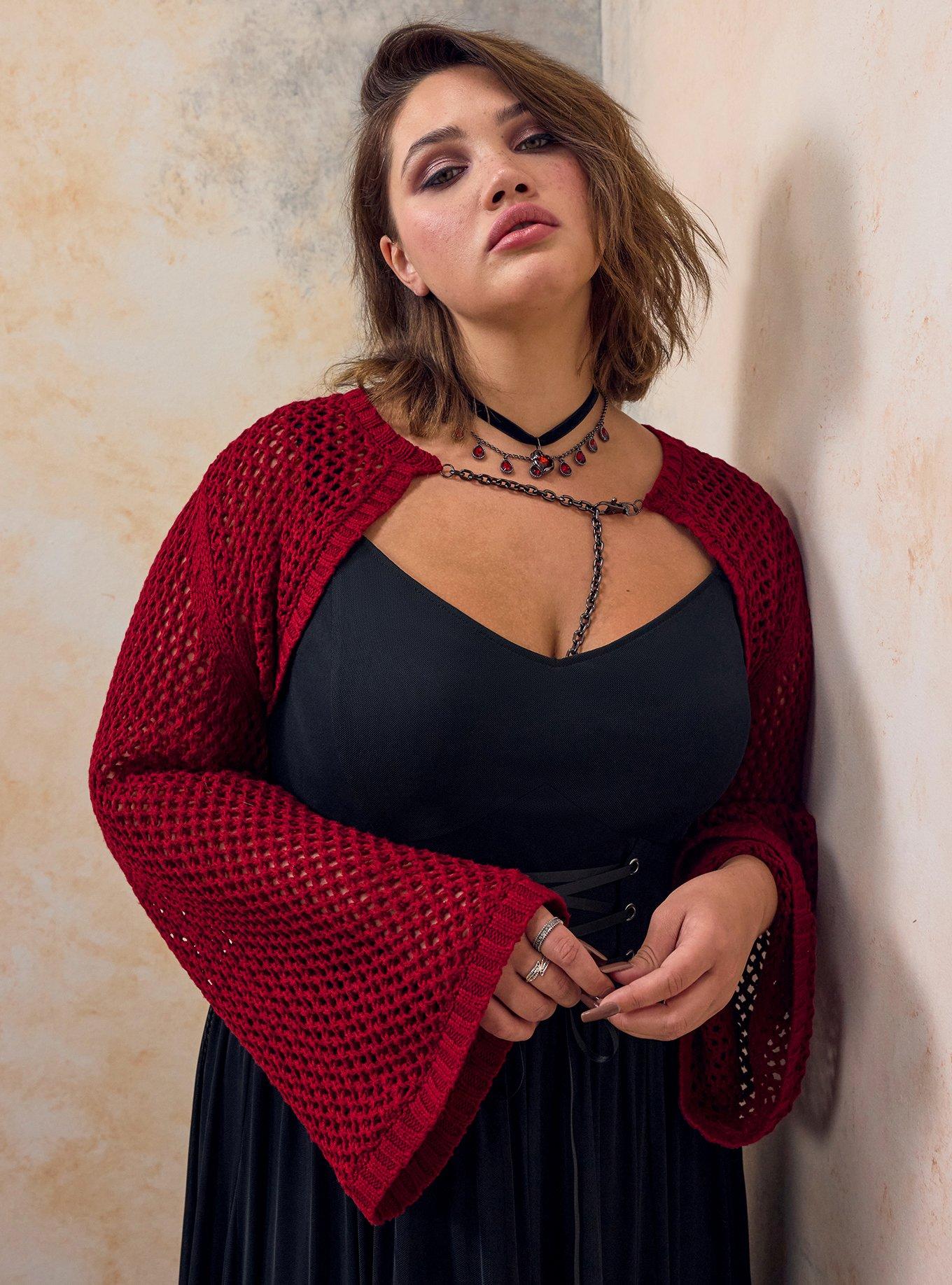 Nightfall Chain Detail Crop Cardigan, Sun Dried Tomato, hi-res
