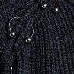 Nightfall Pierced Sweater, DEEP BLACK, swatch