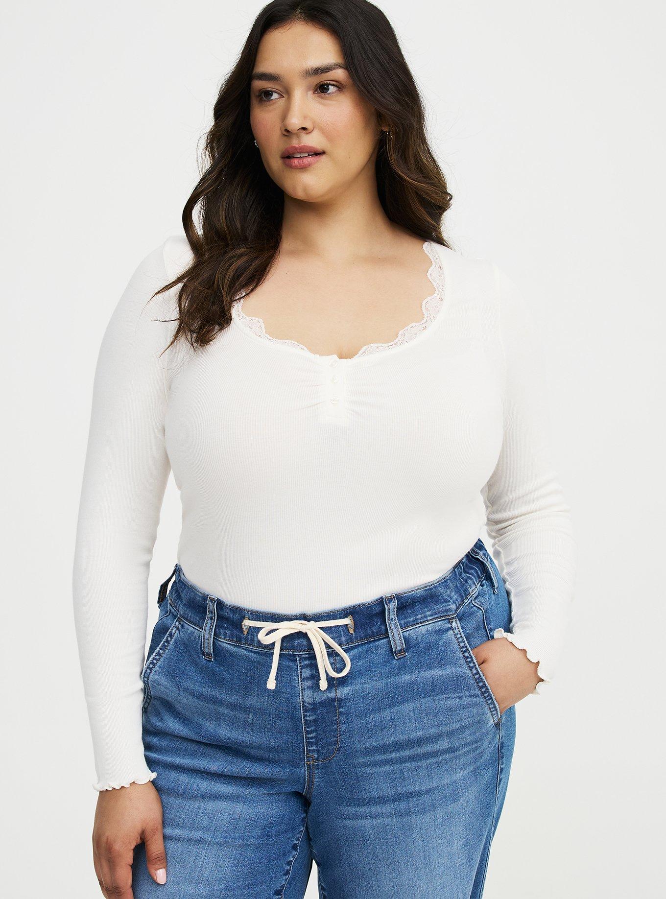 Cotton Modal Rib Henley Top, WHISPER WHITE, alternate