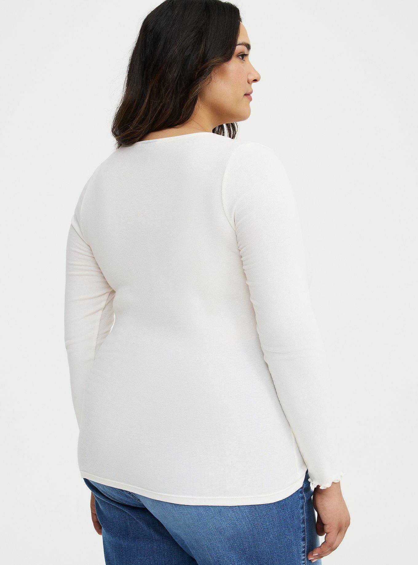 Cotton Modal Rib Henley Top, WHISPER WHITE, alternate