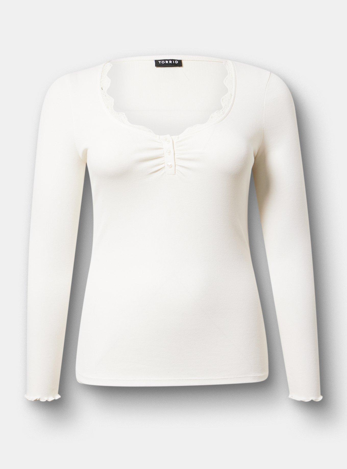 Cotton Modal Rib Henley Top, WHISPER WHITE, hi-res