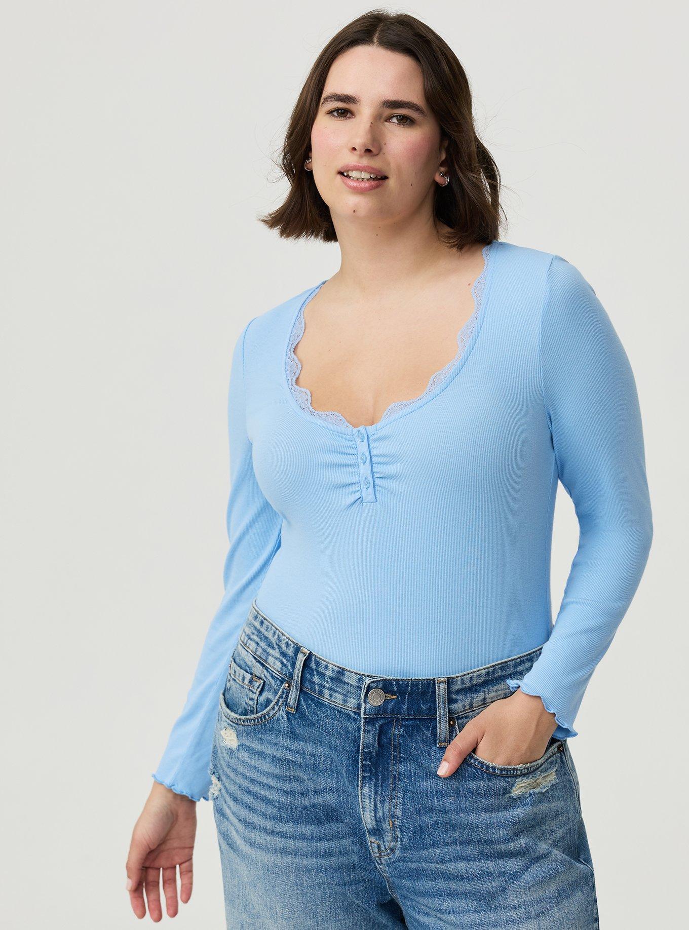 Cotton Modal Rib Henley Top, PLACID BLUE, alternate
