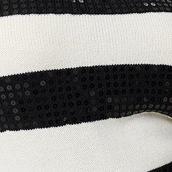 Stripe Sequin Crew Pullover Sweater, DEEP BLACK WHISPER WHITE, swatch