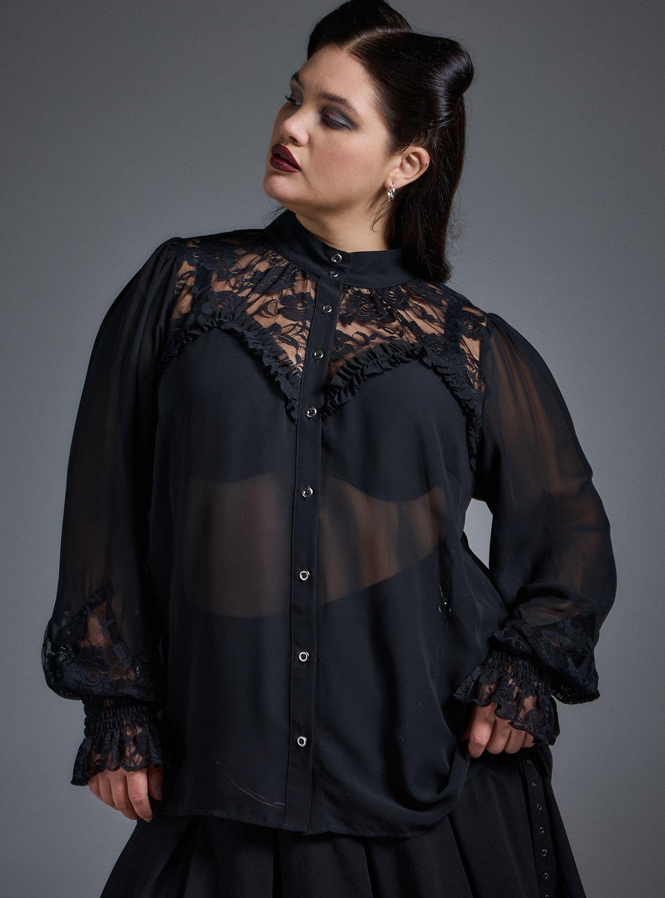 Nightfall Lace Detail Button Up Top