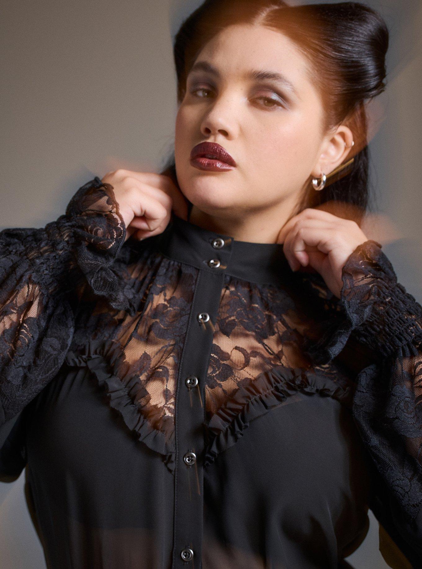 Nightfall Lace Detail Button Up Top