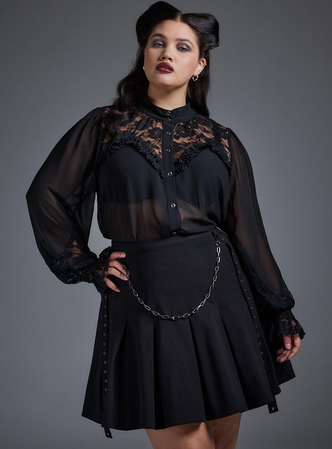 Nightfall High Collar Button-Up Top