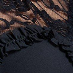 Nightfall Lace Detail Button Up Top, DEEP BLACK, swatch