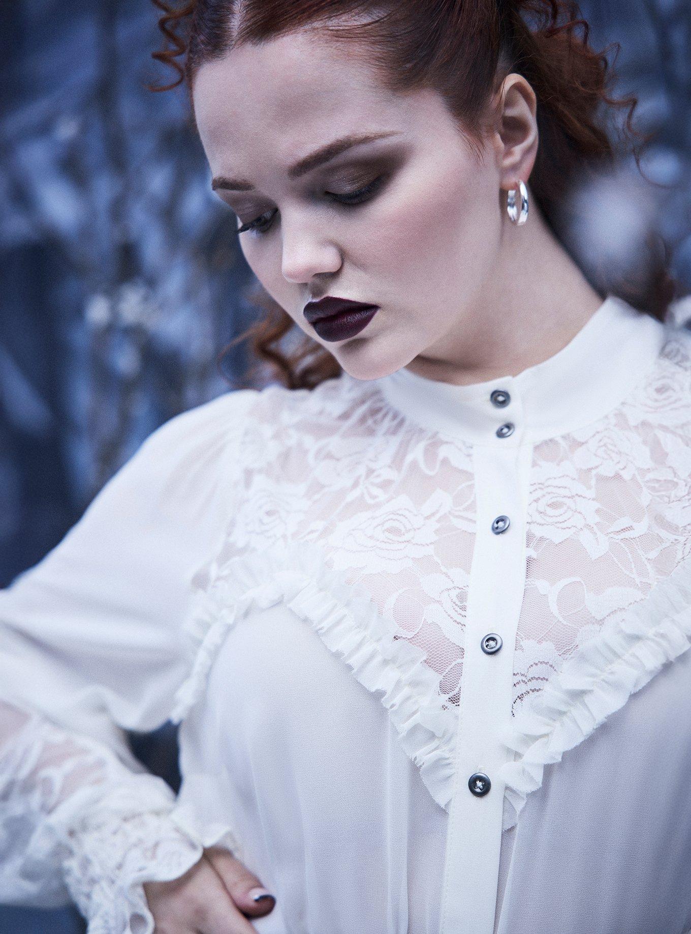 Nightfall Lace Detail Button Up Top