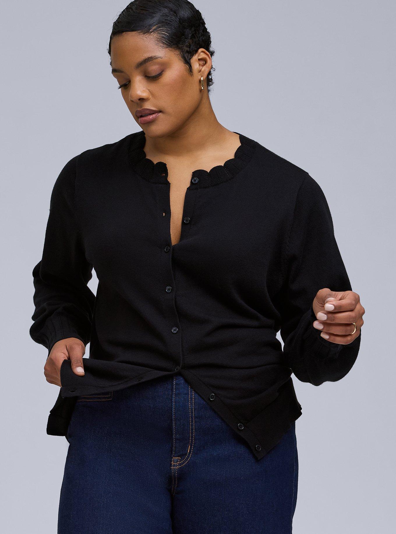 Belle Isle Scalloped Detail Pointelle Cardigan