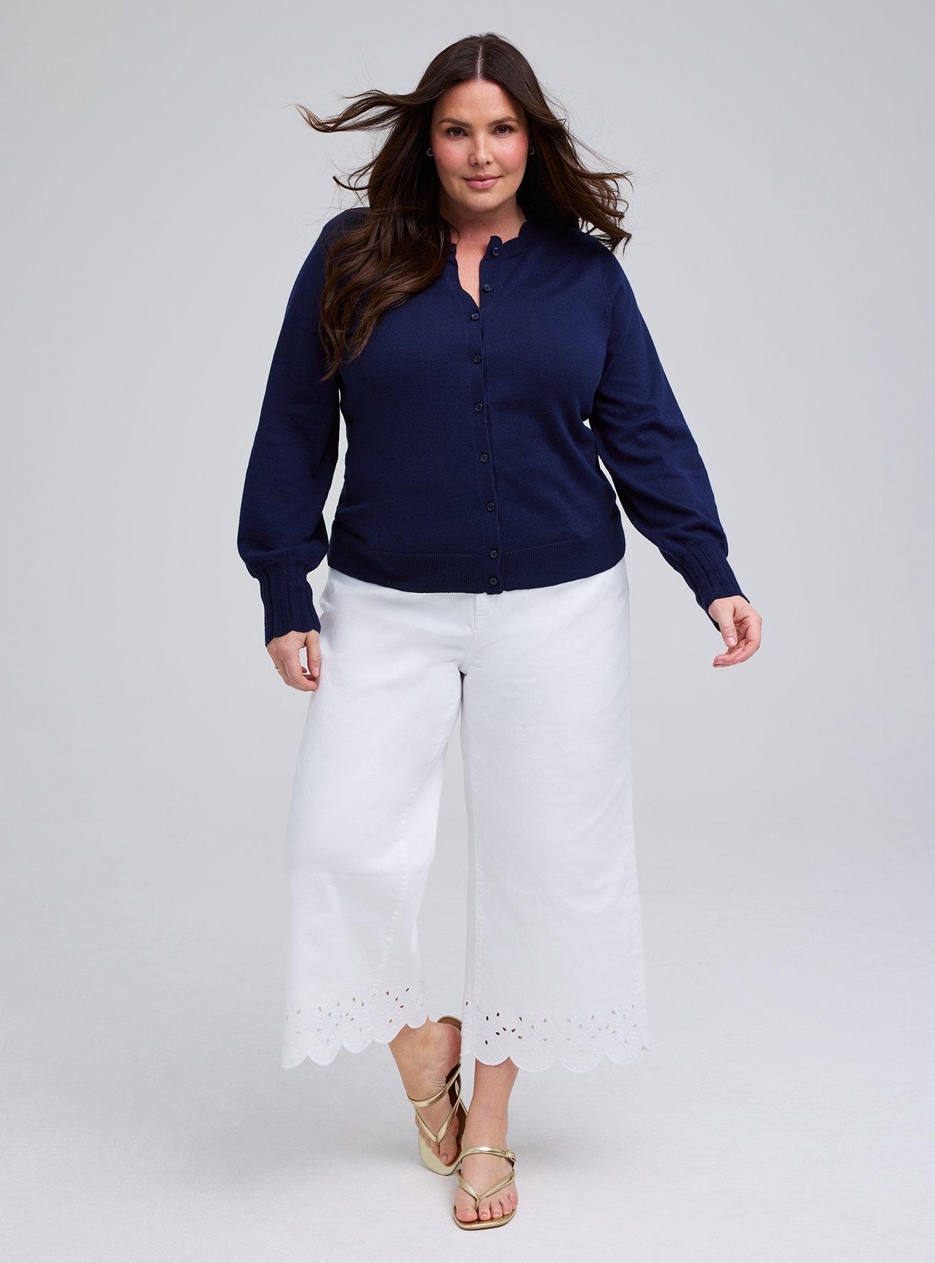 Belle Isle Scalloped Detail Cardigan, PEACOAT, alternate