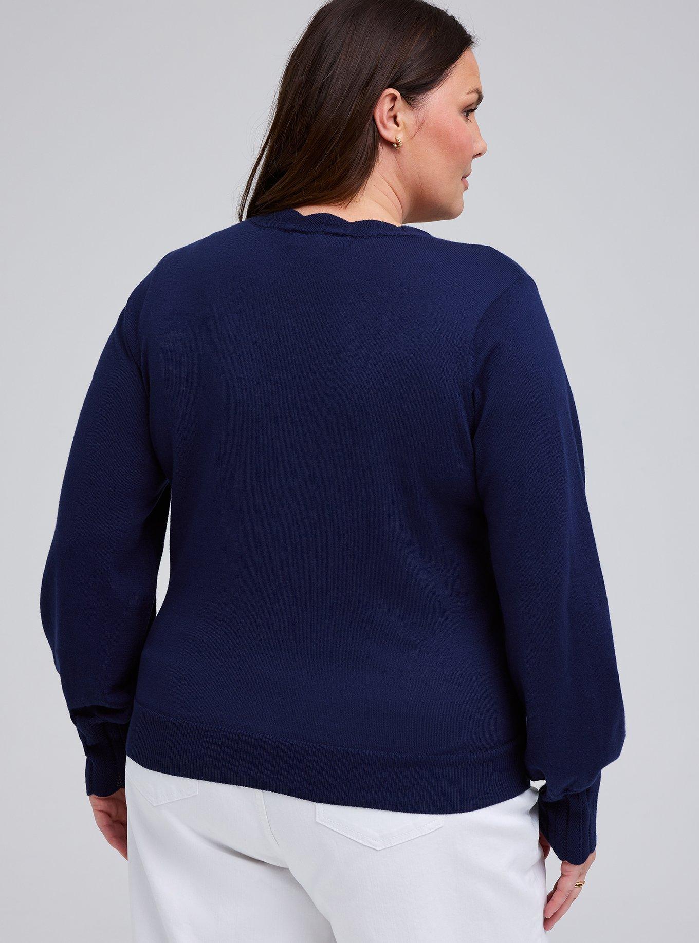 Belle Isle Scalloped Detail Cardigan, PEACOAT, alternate