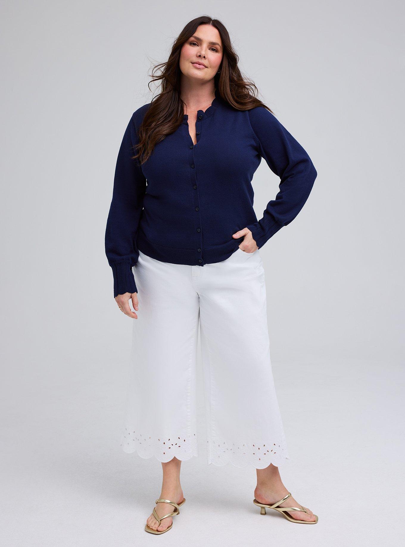 Belle Isle Scalloped Detail Cardigan, PEACOAT, alternate