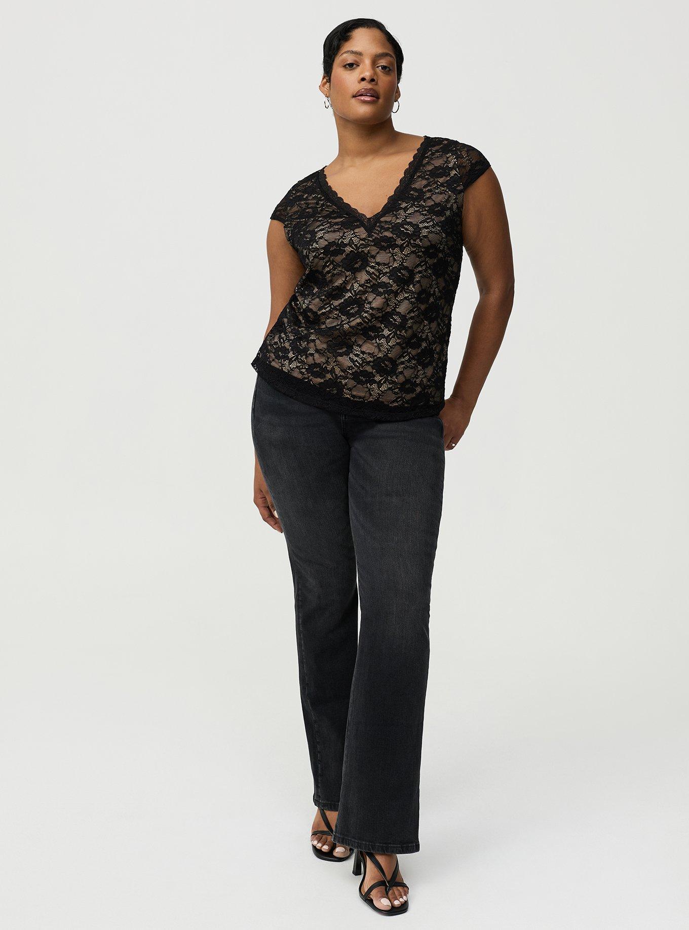 Stretch Lace V-Neck Top