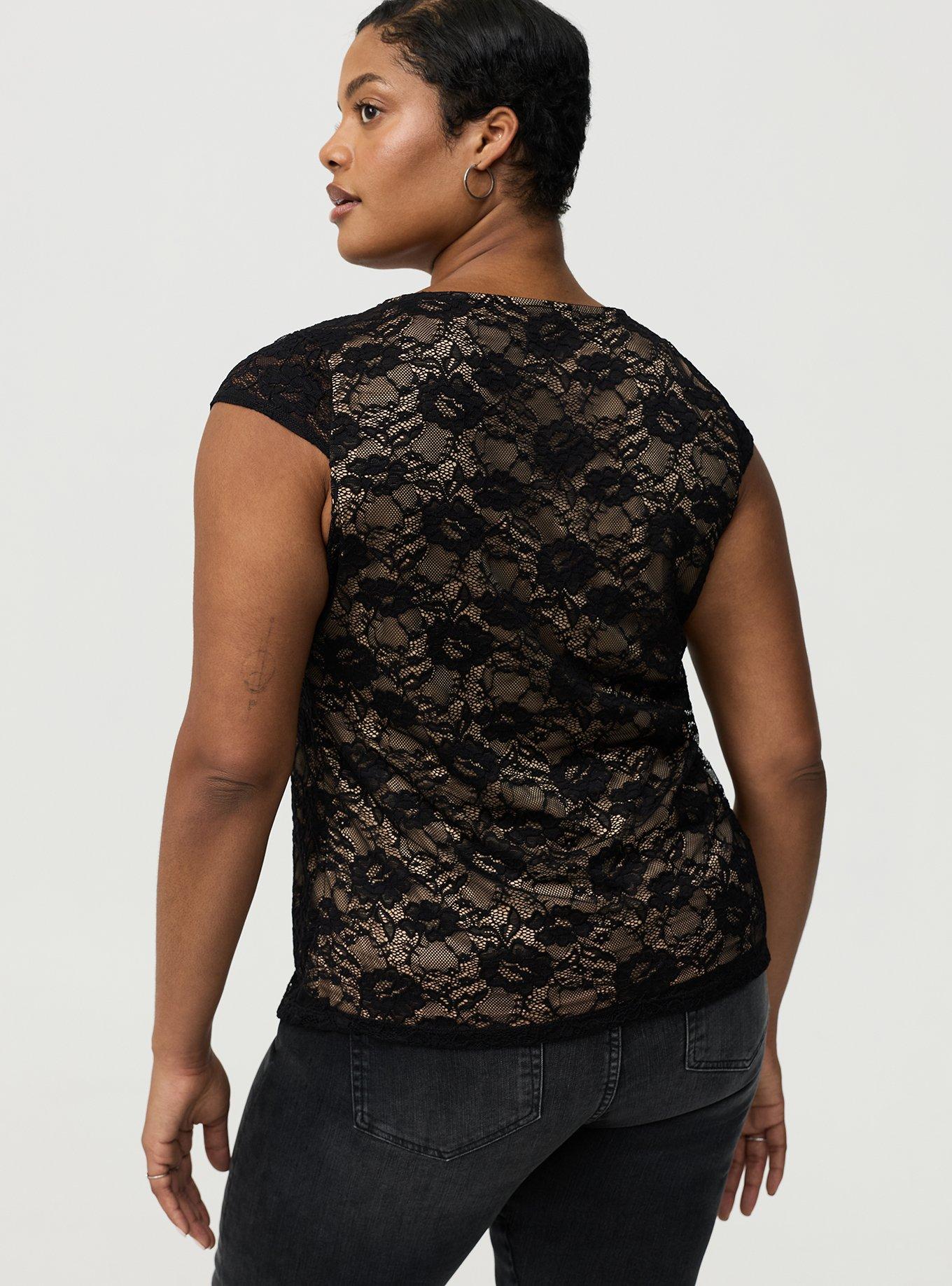 Stretch Lace V-Neck Top