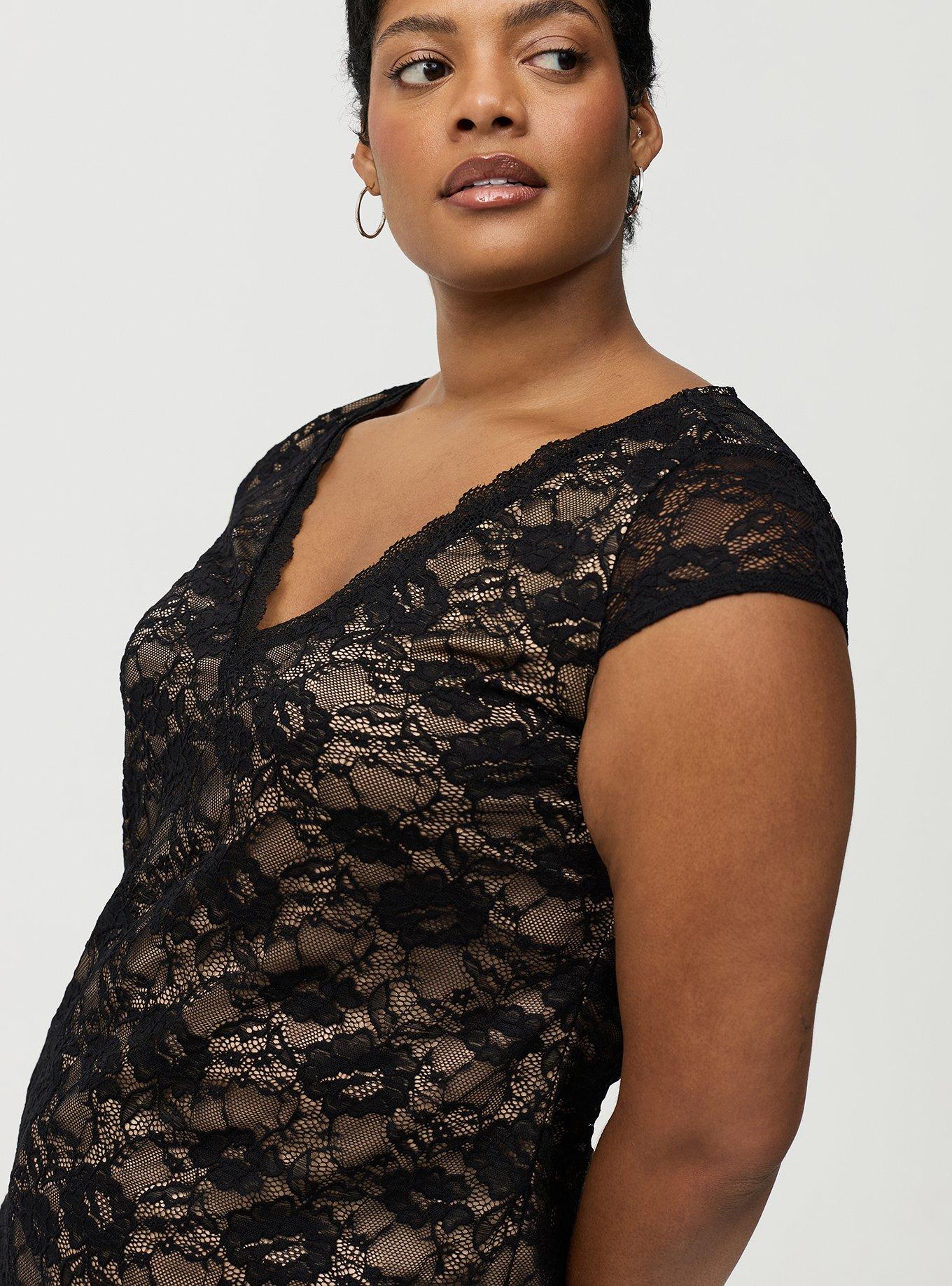 Stretch Lace V-Neck Top