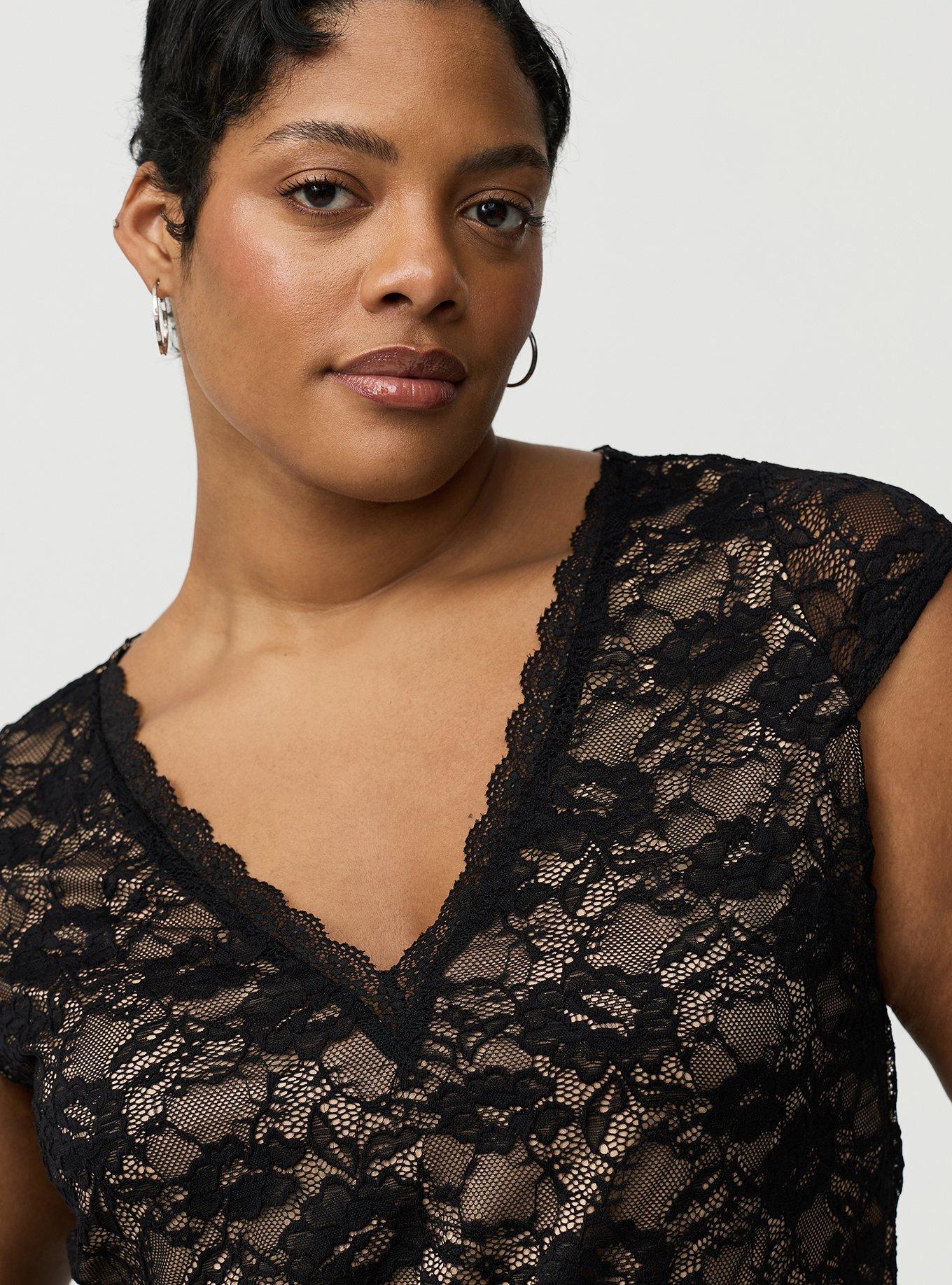 Stretch Lace V-Neck Top