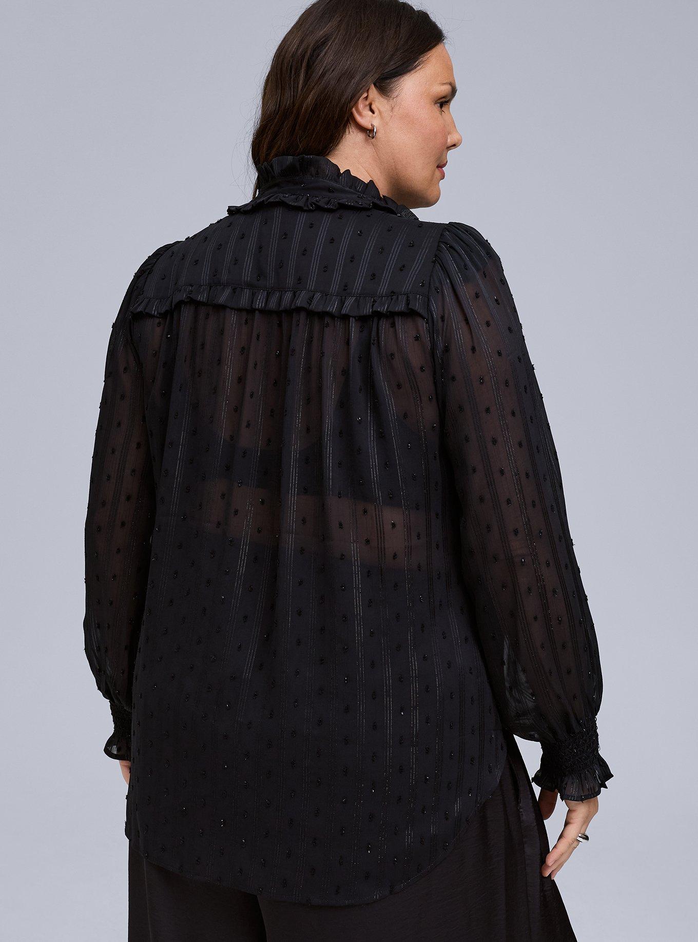 Belle Isle Ruffle Neck Button Up Blouse