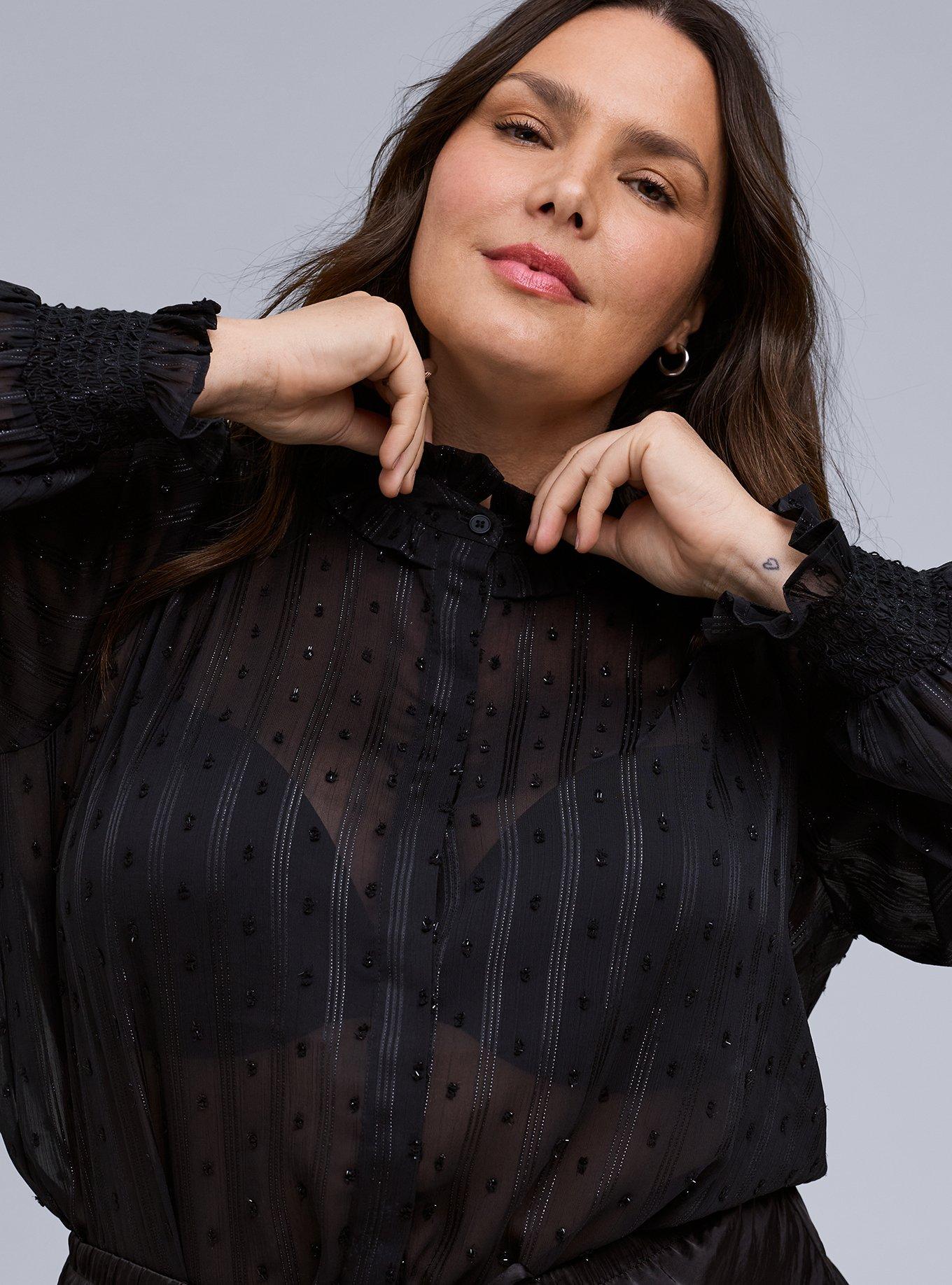 Belle Isle Ruffle Neck Button Up Blouse