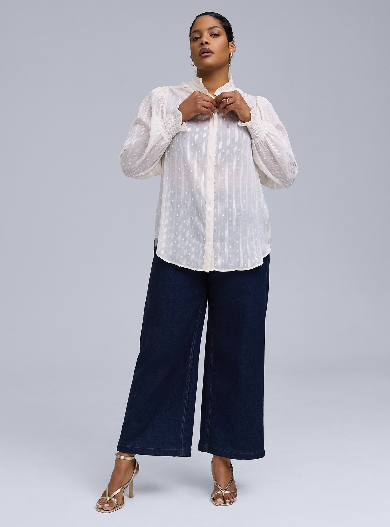 Plus Size - Belle Isle Ruffle Neck Button Up Blouse - Torrid