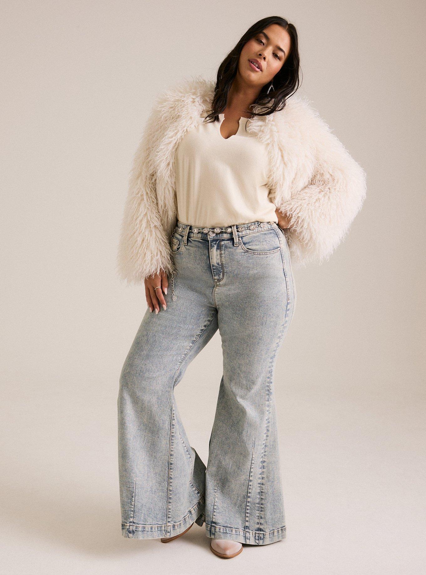 Plus Size - Festi Sky High Super Flare Jeans with Glitter - Torrid