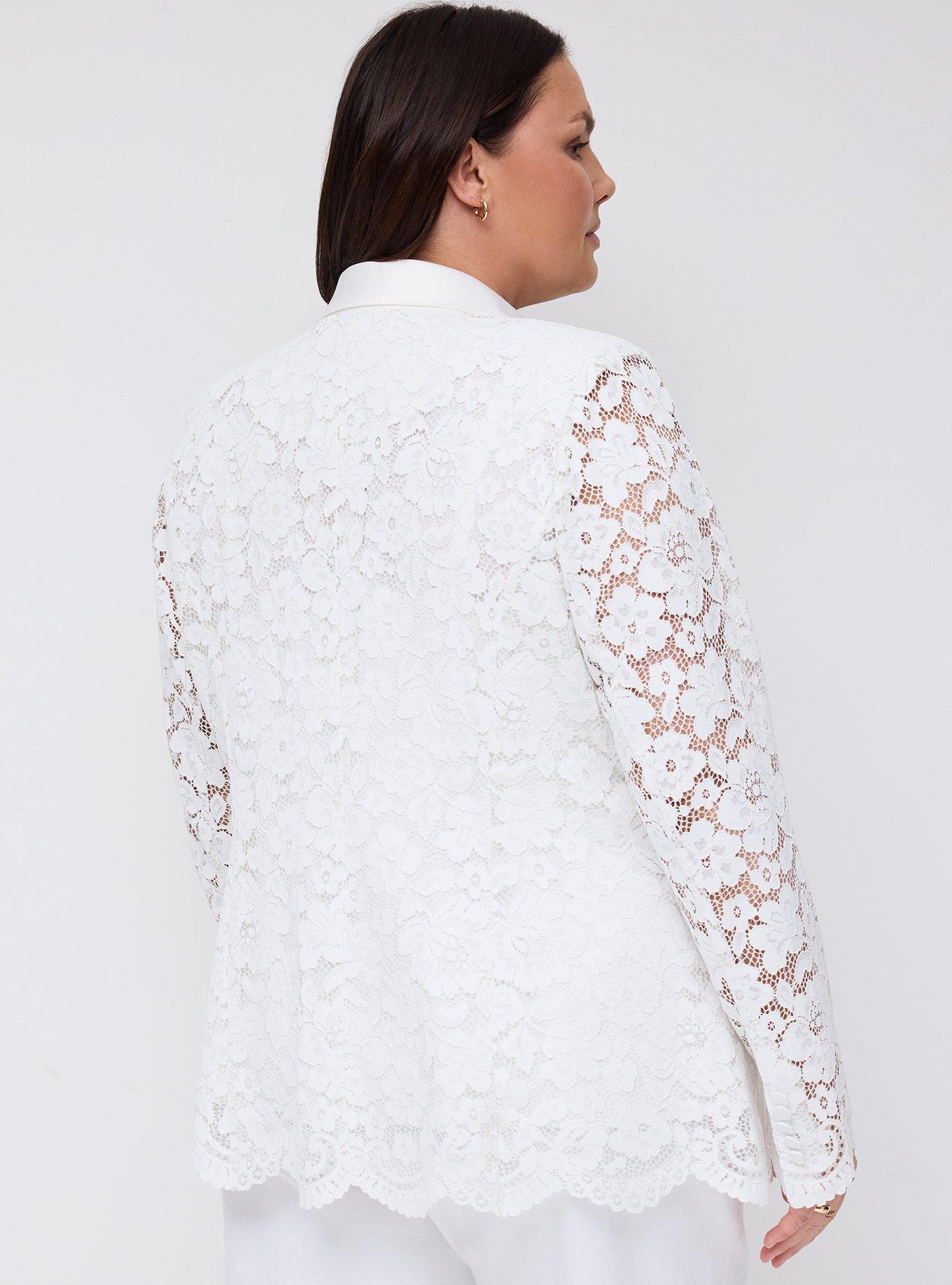 Studio Lace Classic Suit Jacket, BLANC DE BLANC, alternate