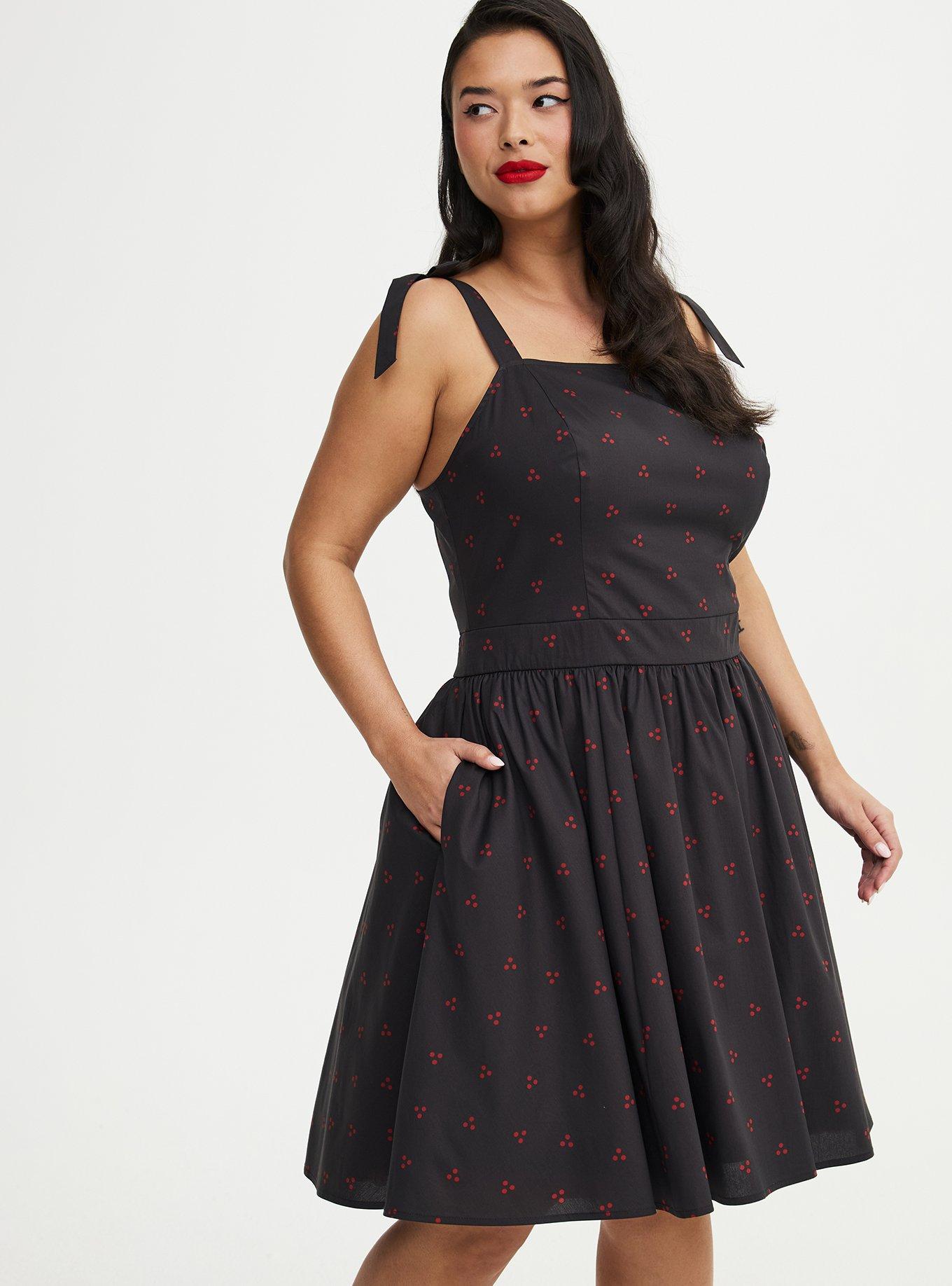 Retro Square Neck Bow Strap Swing Dress