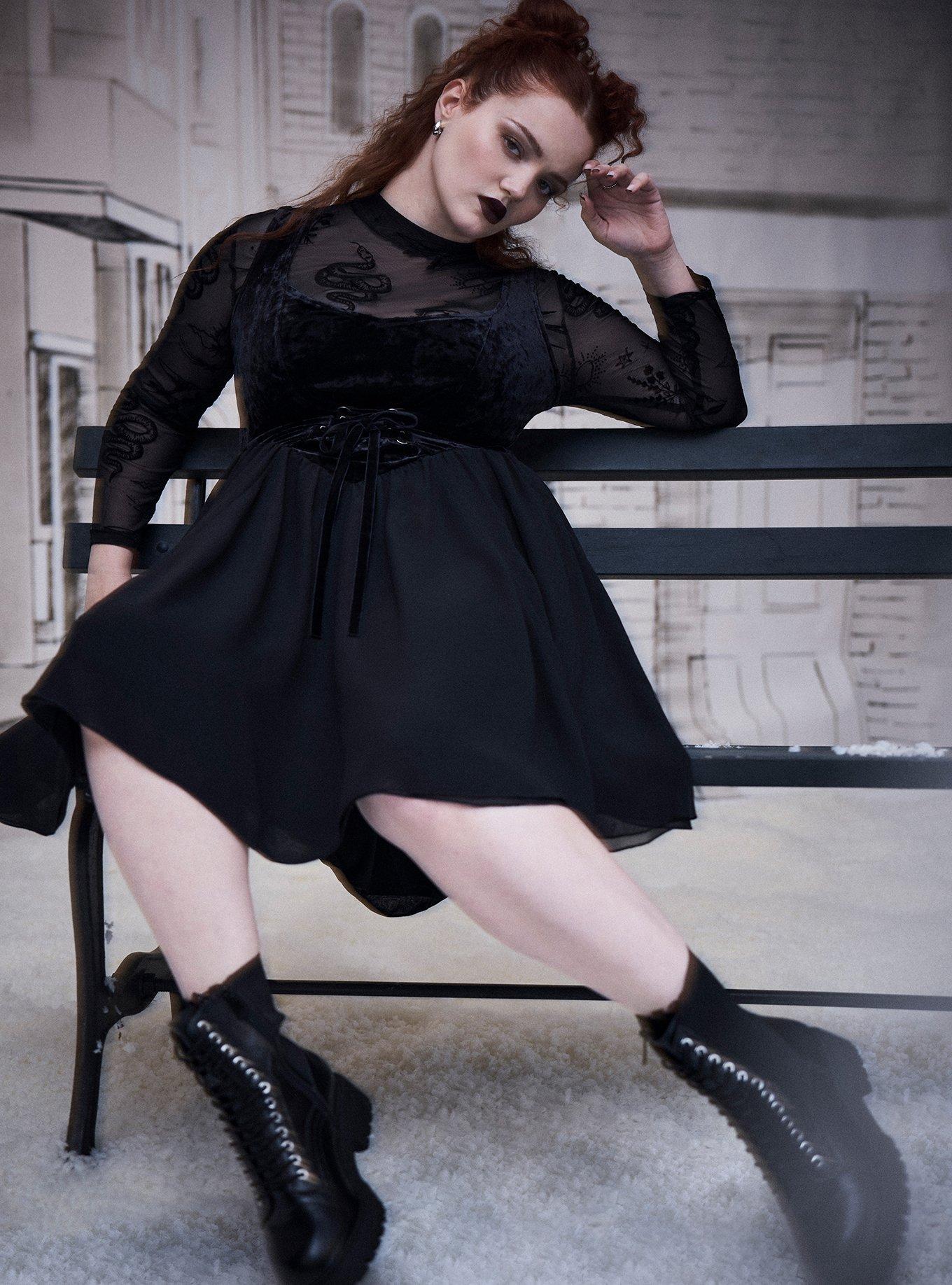 Nightfall Corset Velour & Chiffon Dress
